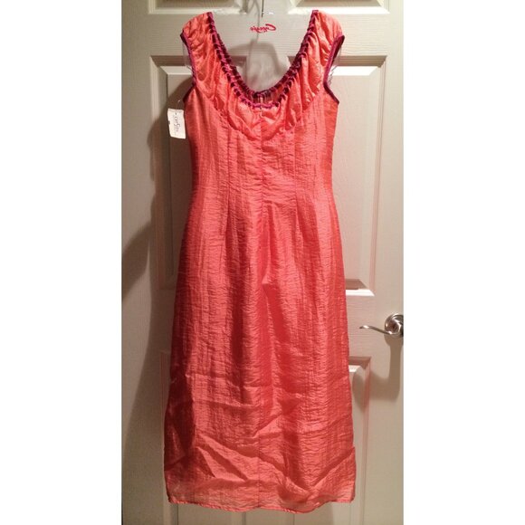 ABS by Allen Schwartz Orange Salmon Cocktail Sun Causal Dress Size Large NWT - Picture 3 of 10